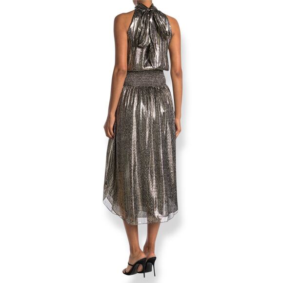 New w/Tags RAMY BROOK NEW YORK silk metallic snakeskin print evening dress gown - Picture 4 of 17